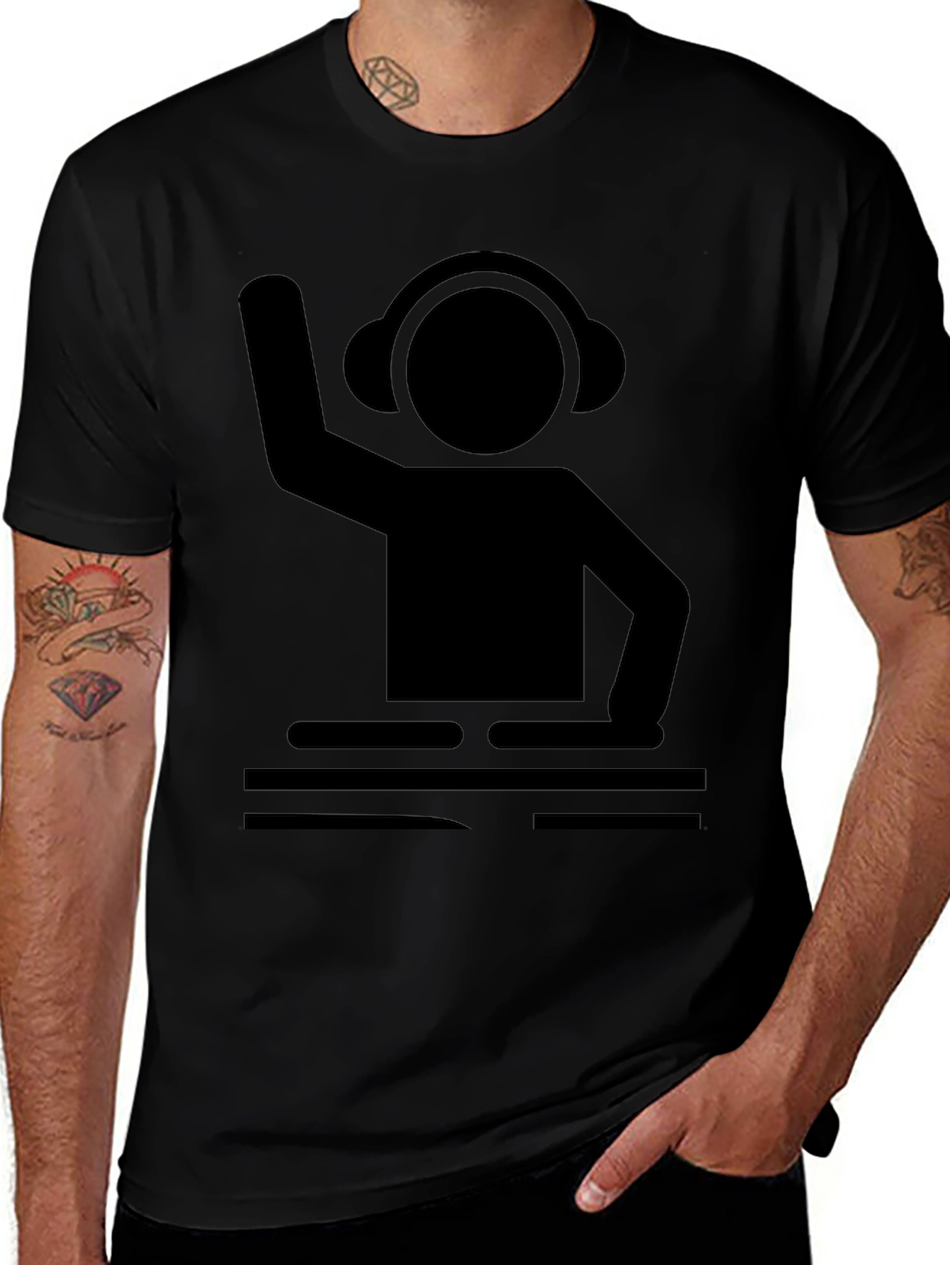 DJ Graphic Tee - Black Cotton T-Shirt