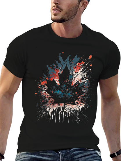 Maple Leaf Splatter Graphic T-Shirt