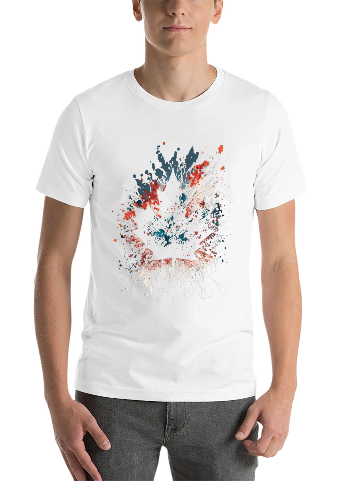 Maple Leaf Splatter Graphic T-Shirt