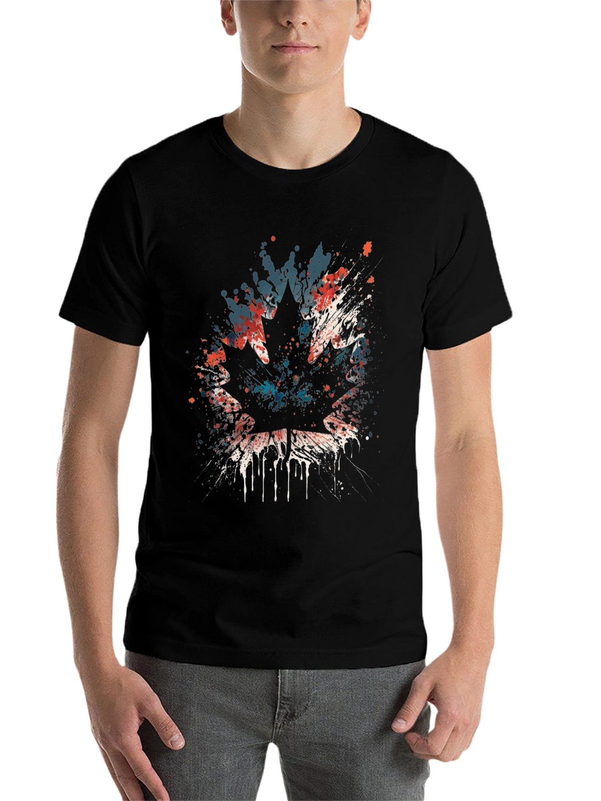 Maple Leaf Splatter Graphic T-Shirt