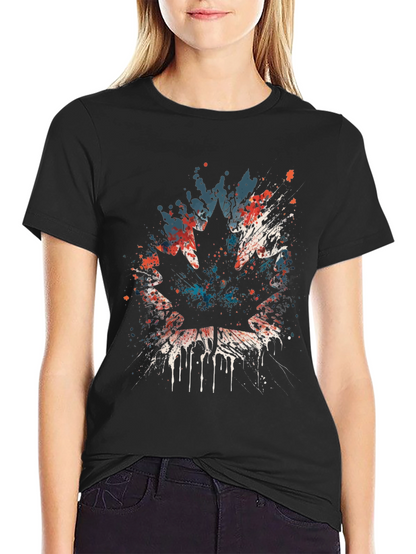 Maple Leaf Splatter Graphic T-Shirt
