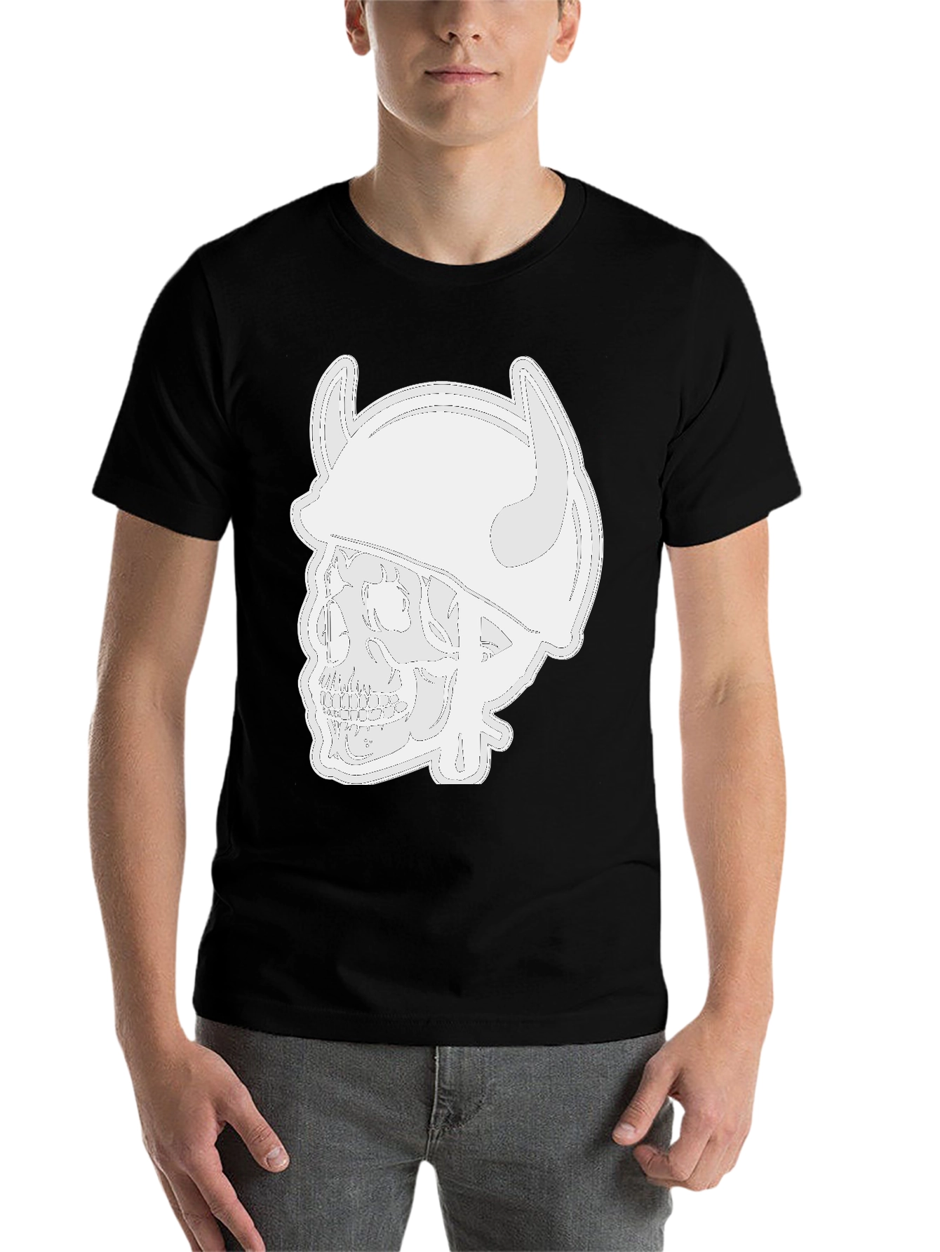 Skull Viking Helmet Black T-Shirt