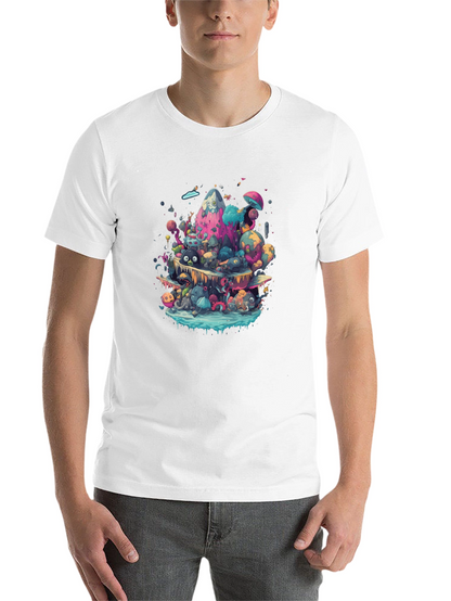 Vibrant Cartoon Creature Graphic Black T-Shirt