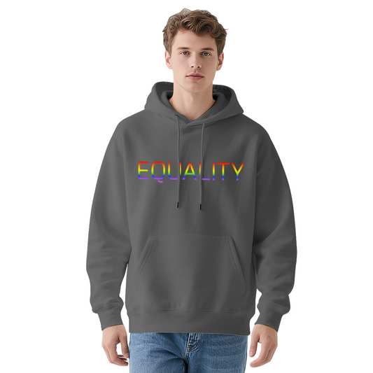 Rainbow Gradient EQUALITY Statement Gray Hoodie, Cozy Pride Daily Pullover