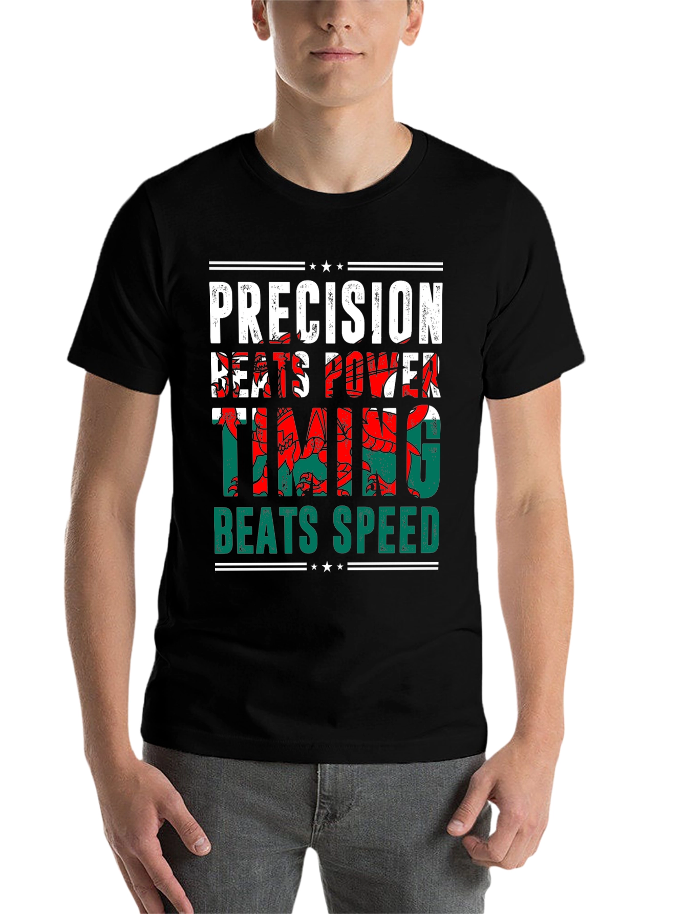 Precision Beats Power Timing Beats Speed Welsh Dragon T-Shirt