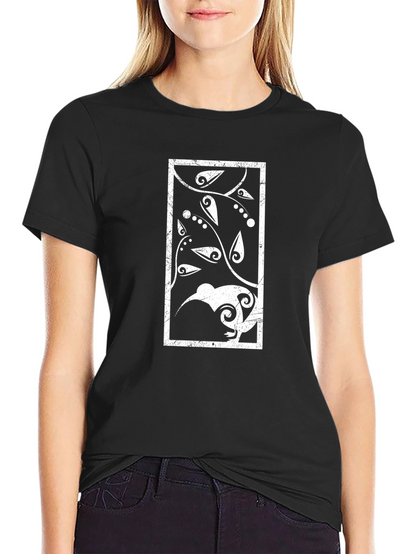 Abstract Kiwi Bird Graphic Tee - Black