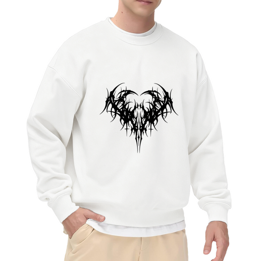 Dark Gothic Thorn Heart Punk Street Crewneck Sweatshirt