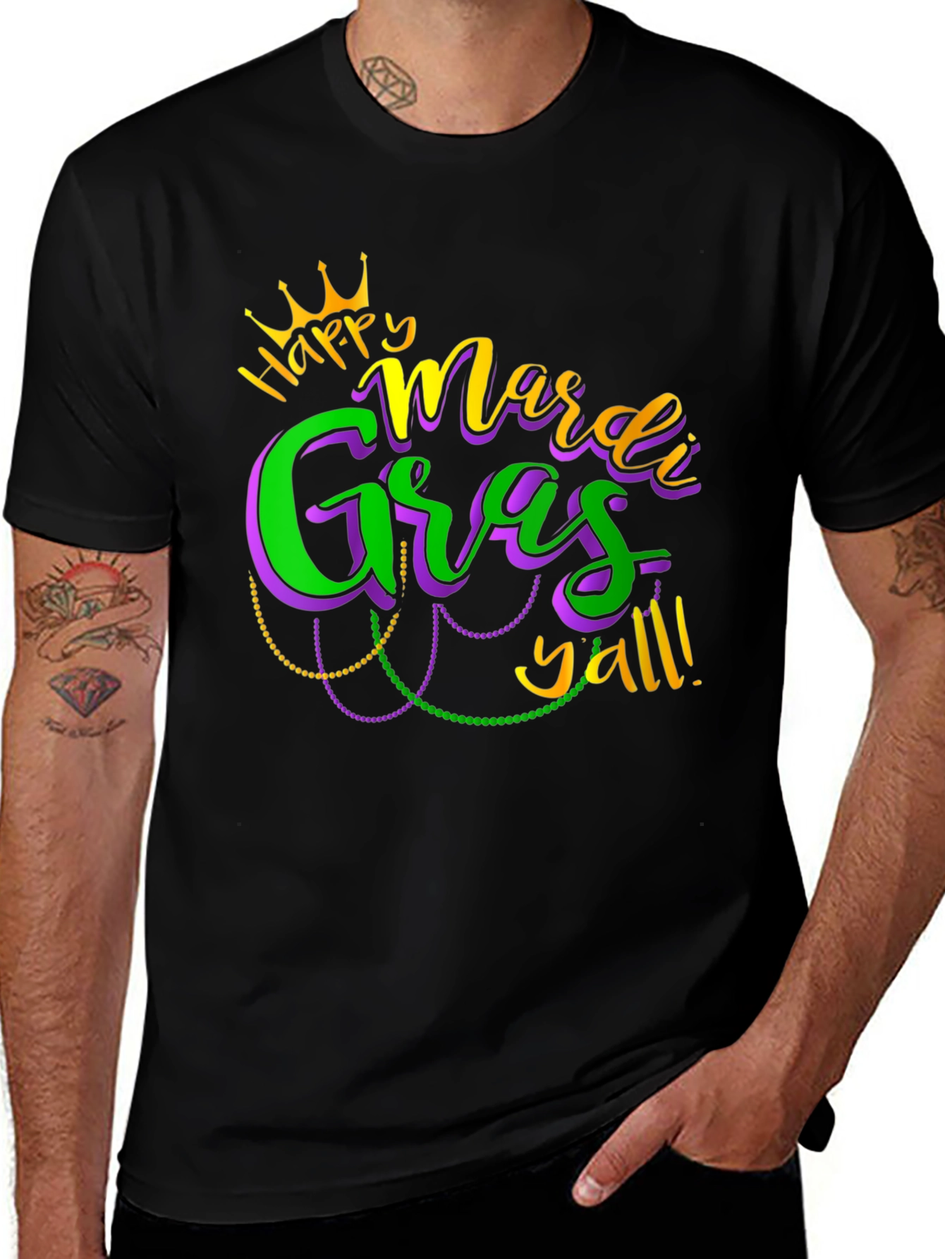 Mardi Gras Yall Graphic Tee - Black