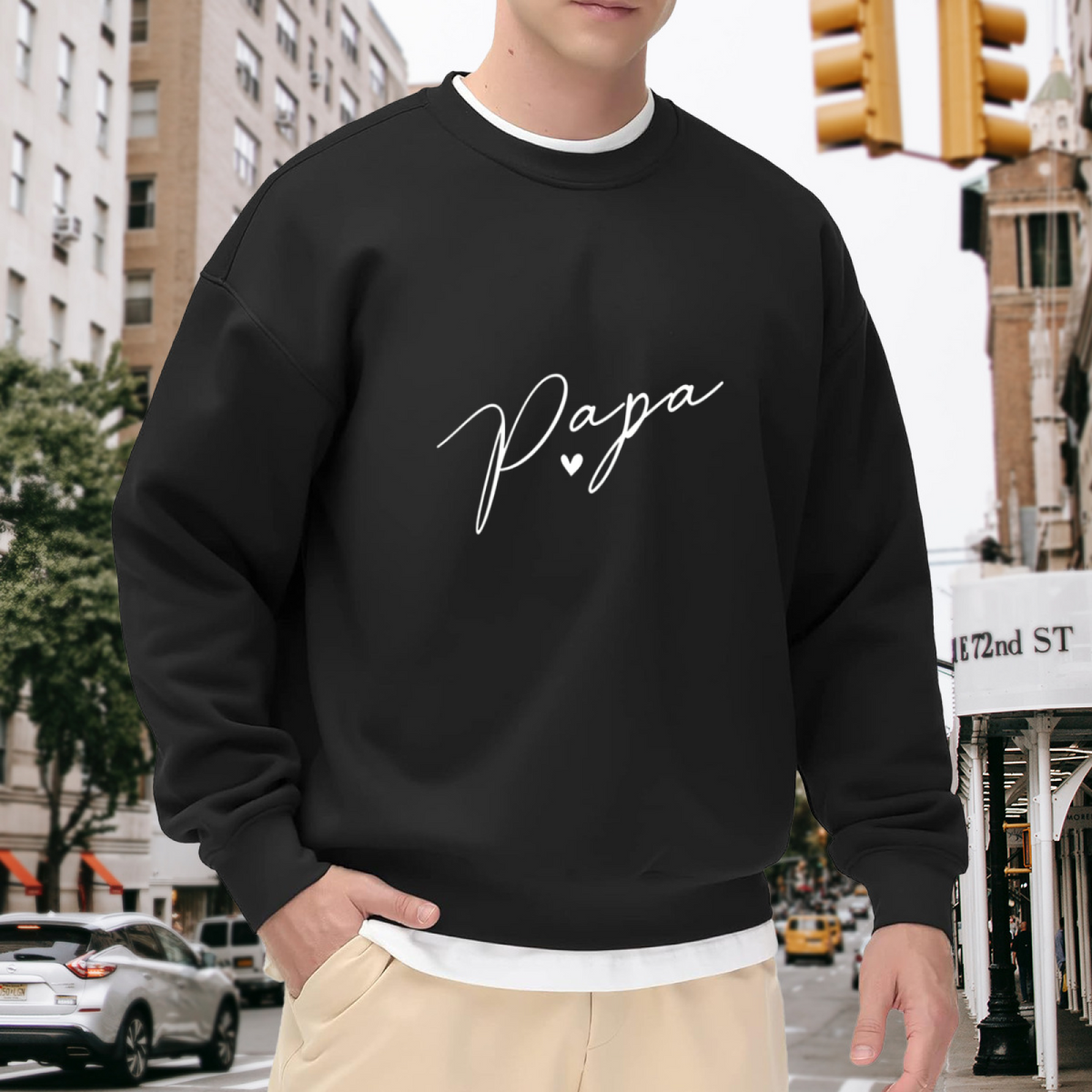 Minimal Papa Heart Script Crewneck Sweatshirt ¨C Sweet Father¡¯s Day Gift Top