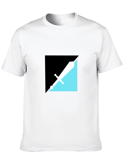 Modern Geometric Sword Graphic Tee - Black