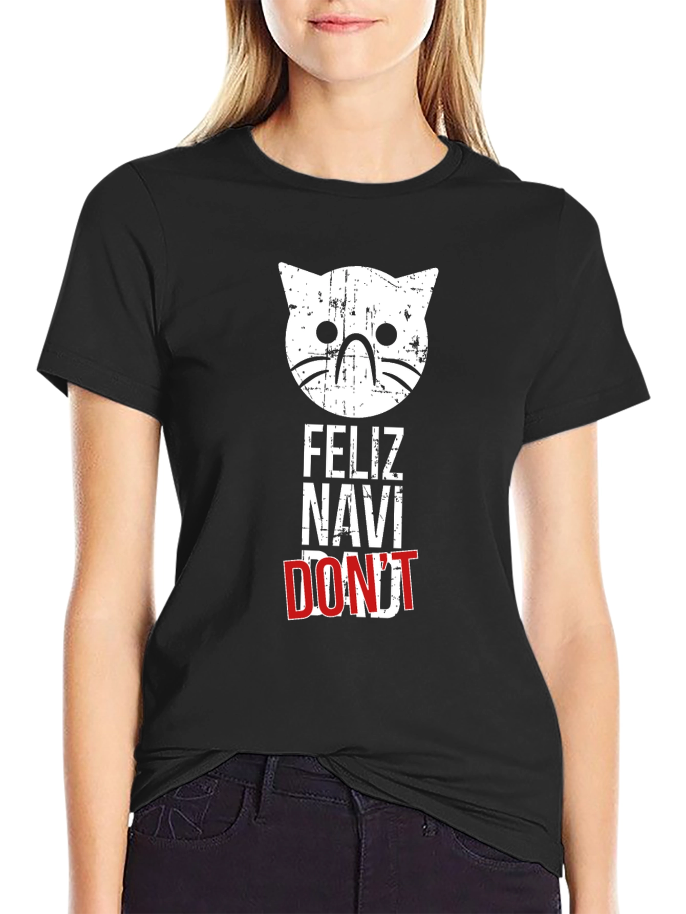 Feliz Navi Dont Cat T-Shirt - Funny Christmas Tee