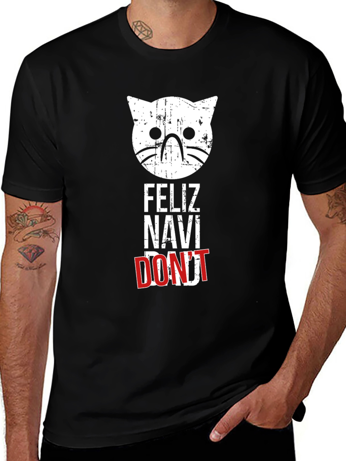 Feliz Navi Dont Cat T-Shirt - Funny Christmas Tee