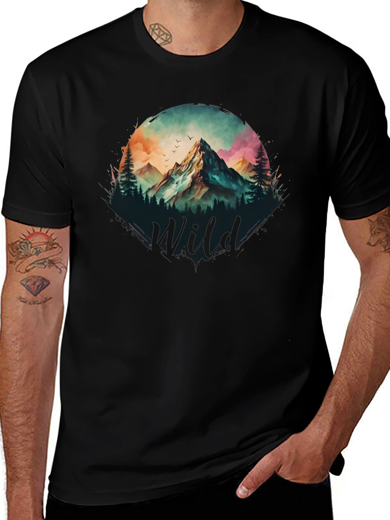 Wild Mountain Scene Graphic T-Shirt