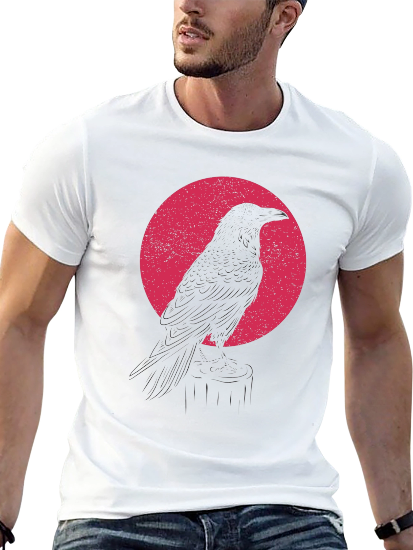 Raven Silhouette Graphic T-Shirt - Black