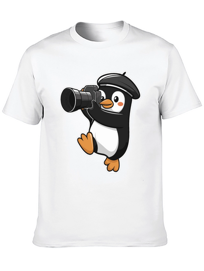 Penguin Photographer T-Shirt - Cute Cartoon Tee