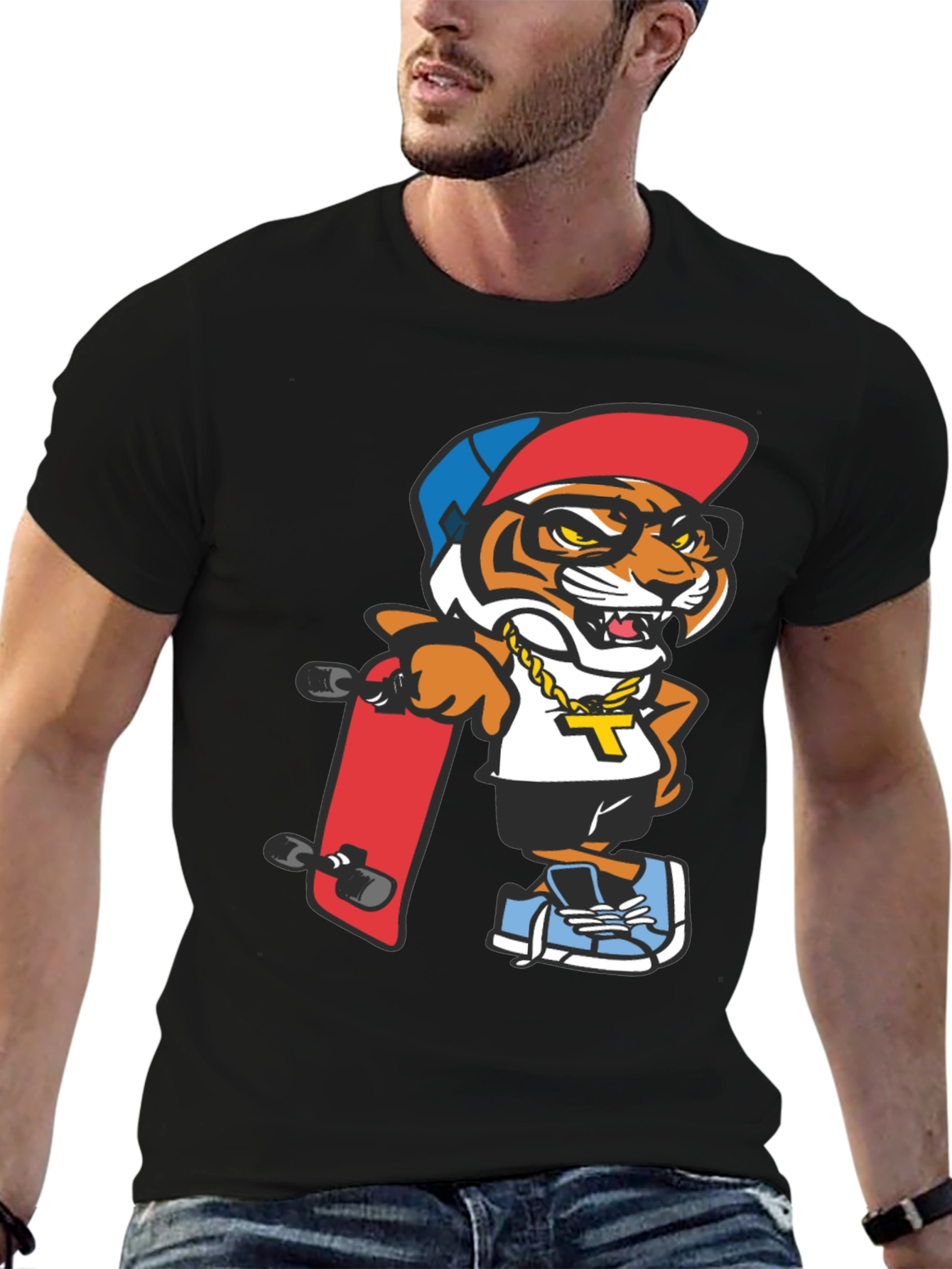 Cool Tiger Graphic Tee - Black T-Shirt