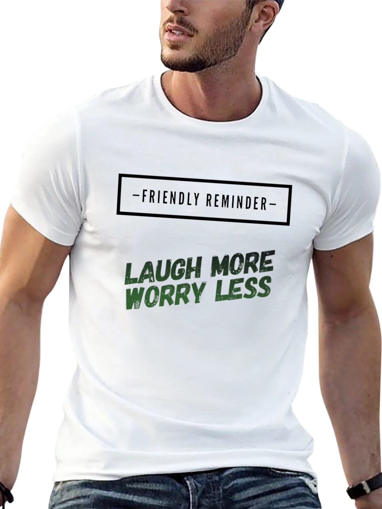 Laugh More Worry Less Graphic T-Shirt