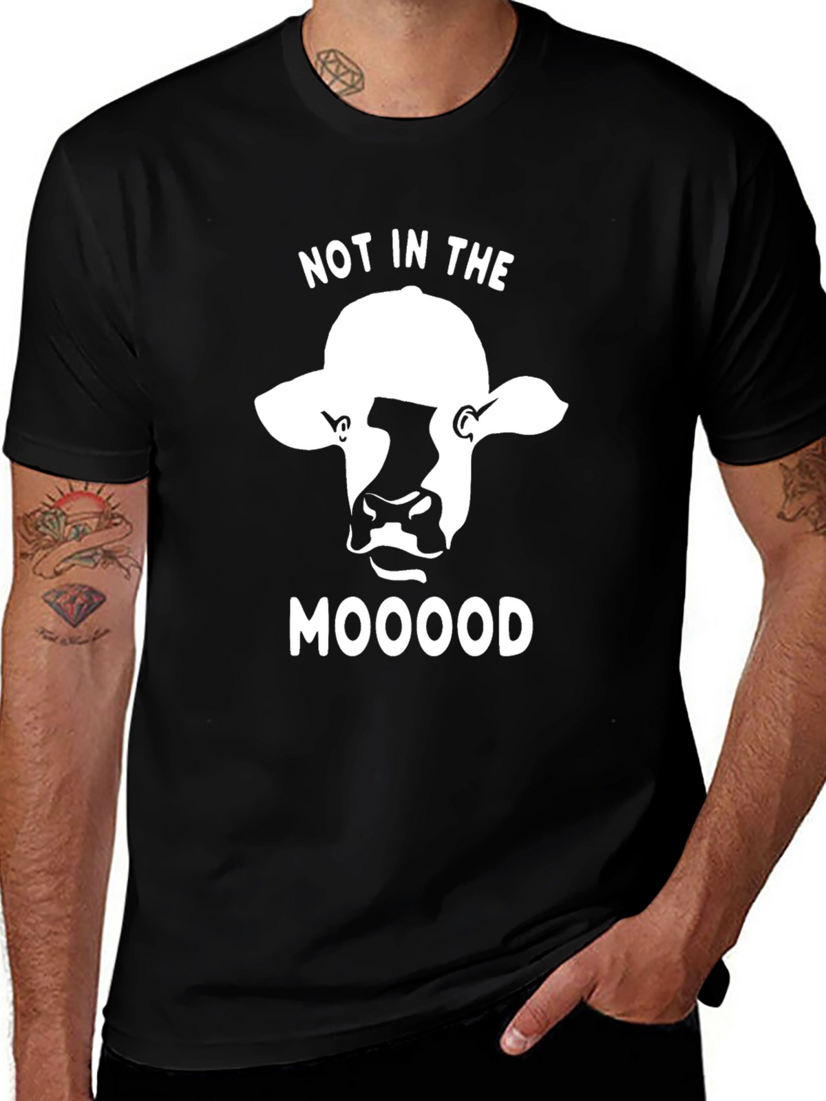 Not in the Moood T-Shirt - Funny Cow Design