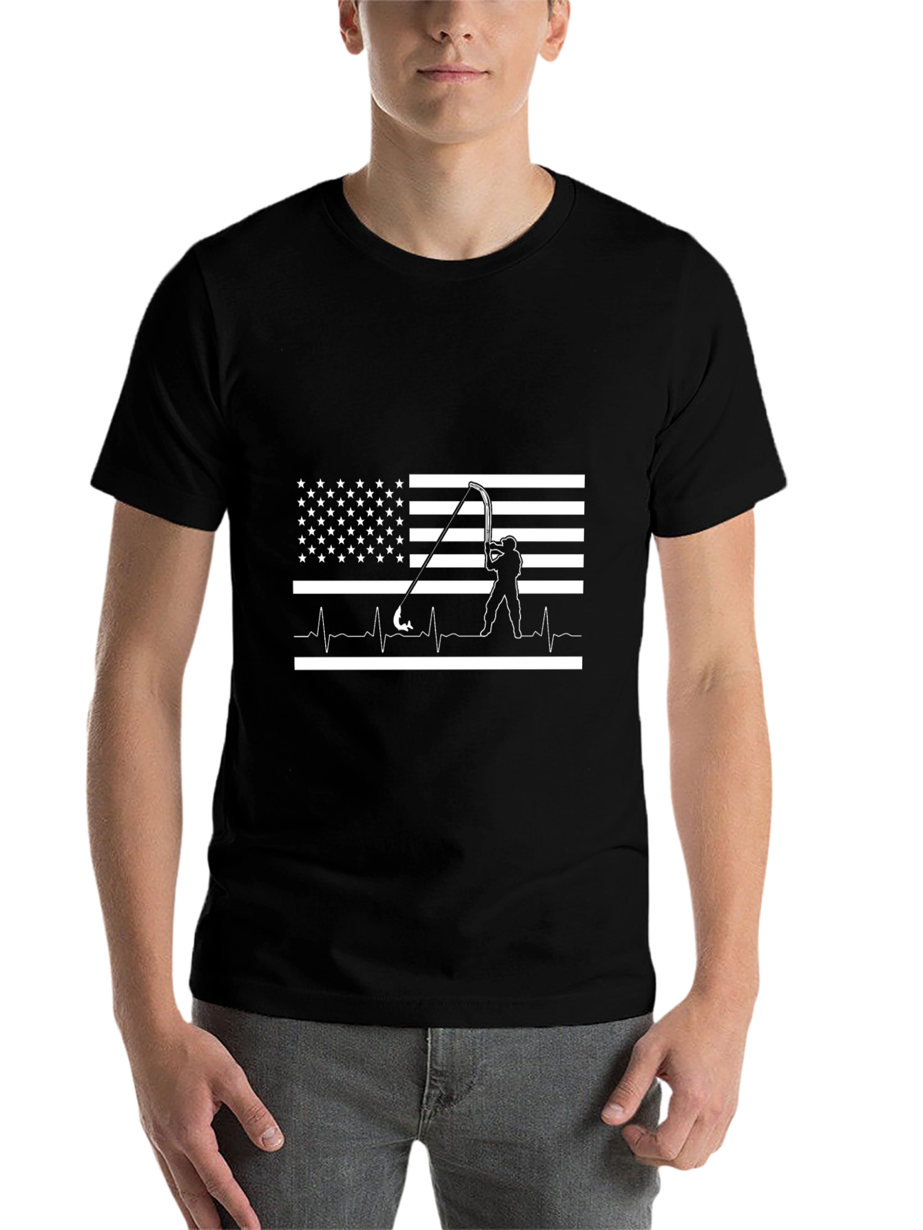 American Fishing Heartbeat T-Shirt
