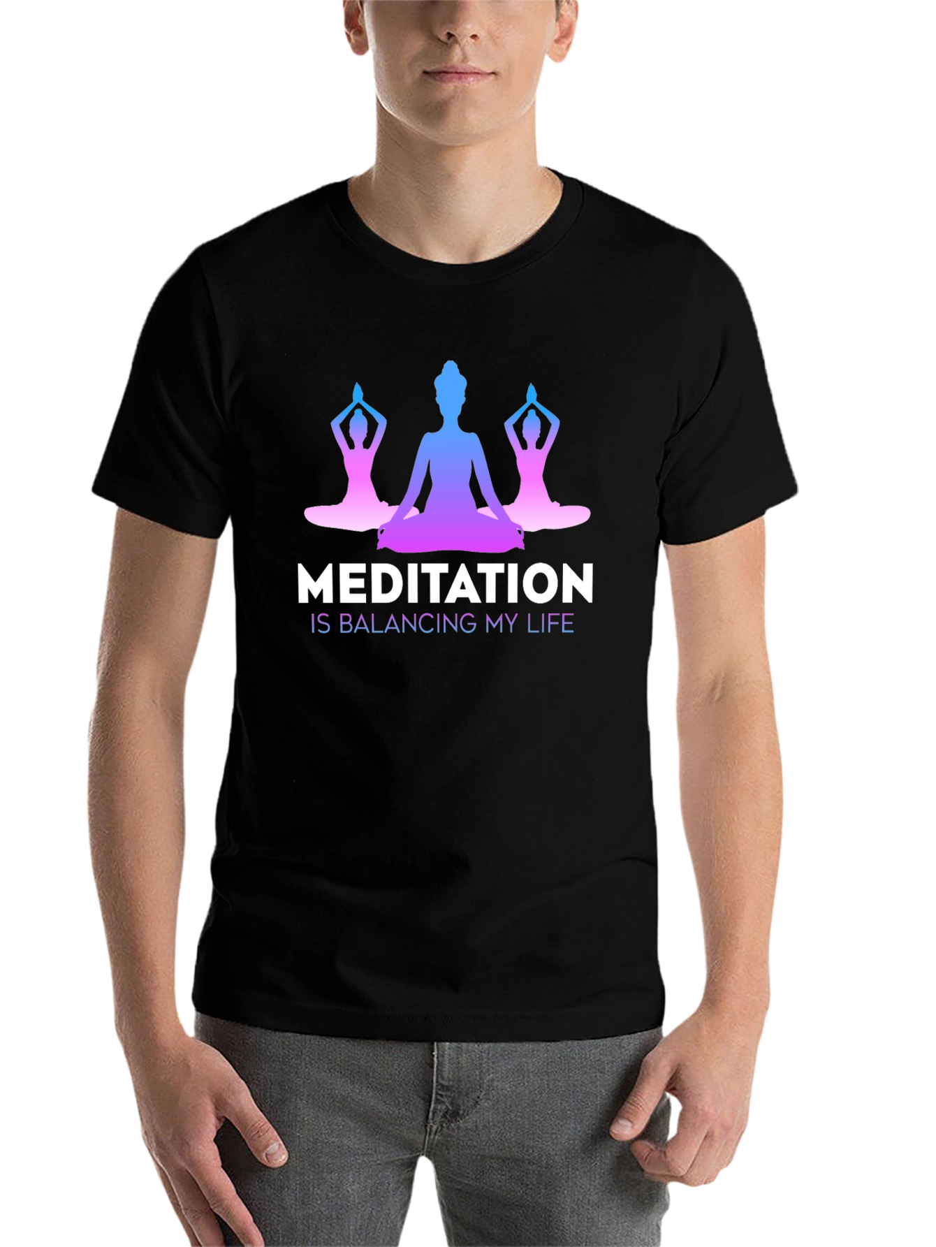 Meditation Balancing Life Black T-Shirt