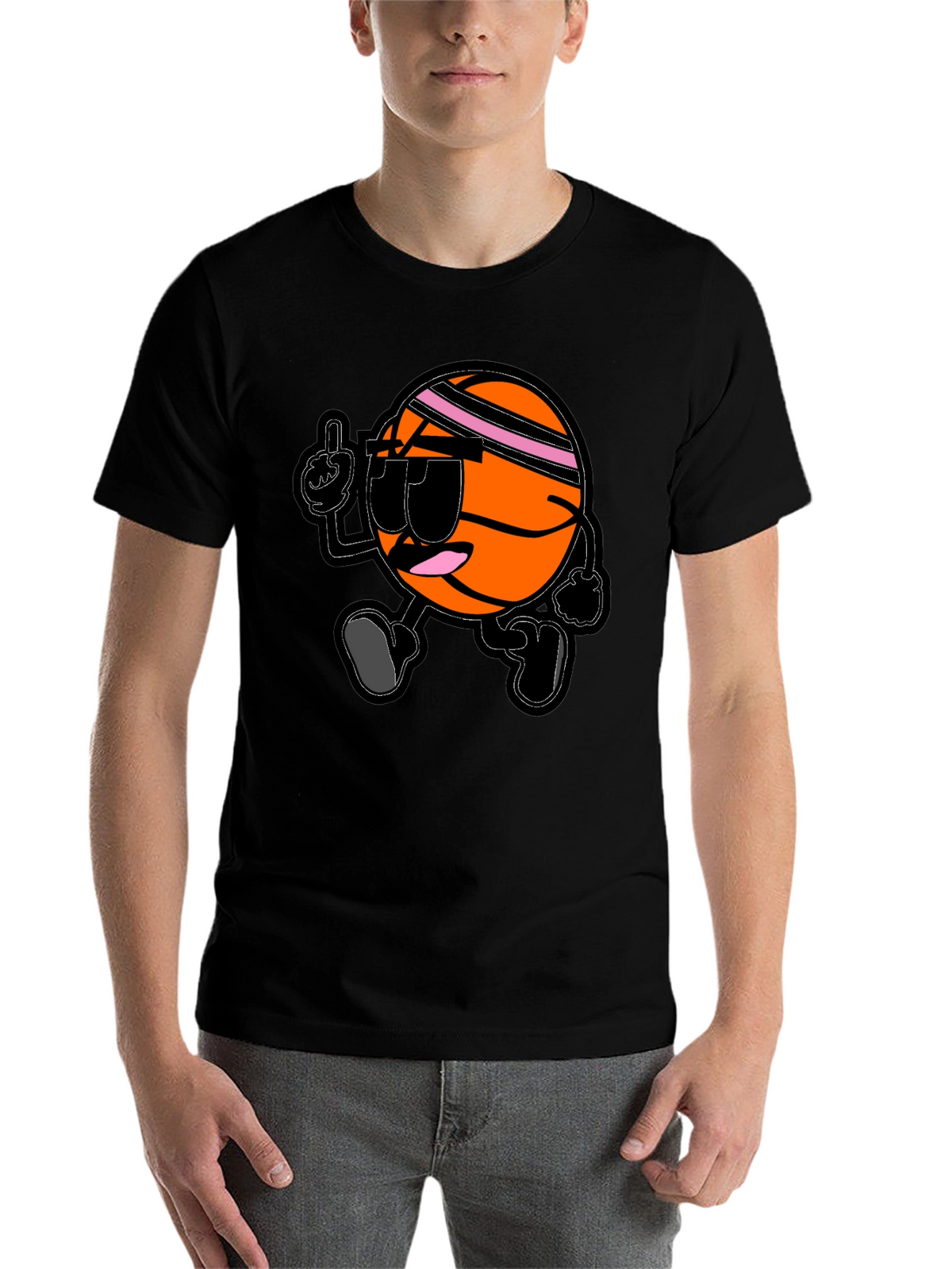 Cool Basketball Cartoon Black T-Shirt