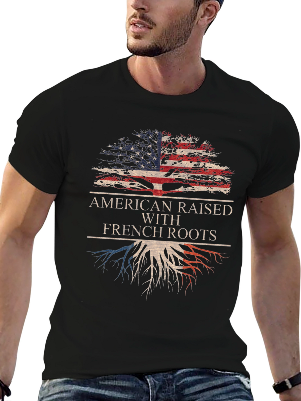American Raised With French Roots Graphic Tee