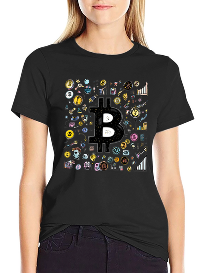 Bitcoin Crypto Black T-Shirt Cool Design