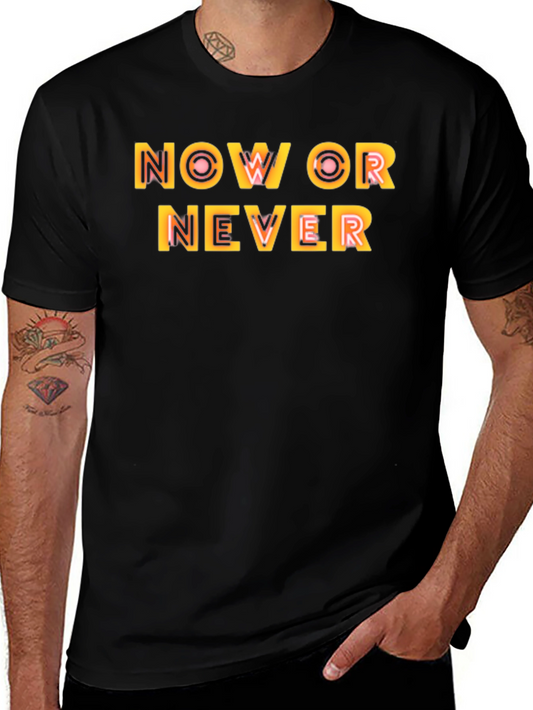 Now or Never Graphic Black Tee