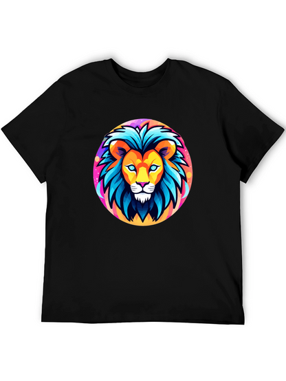 Bold Lion Graphic Tee - Black Cotton Shirt