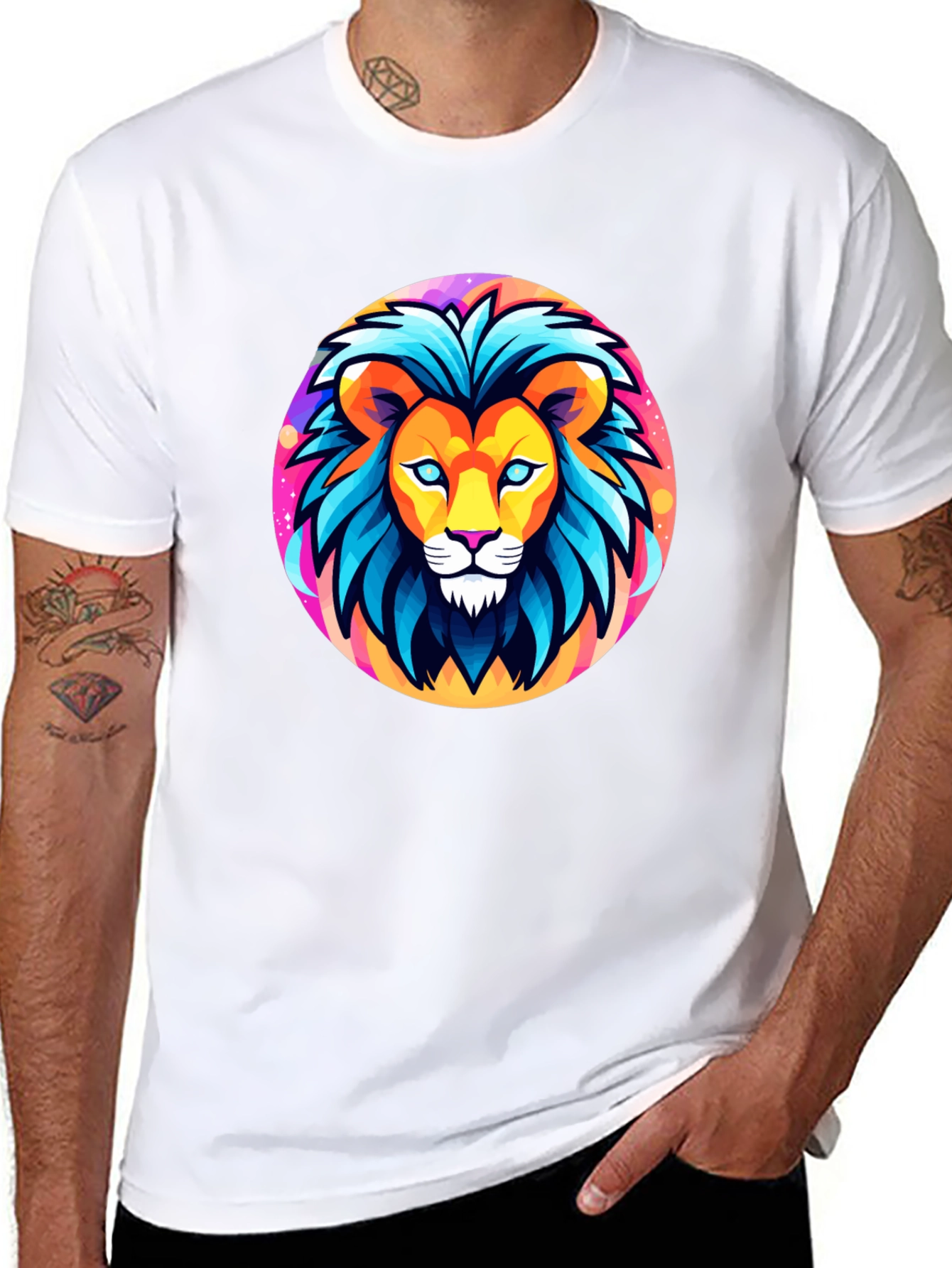 Bold Lion Graphic Tee - Black Cotton Shirt