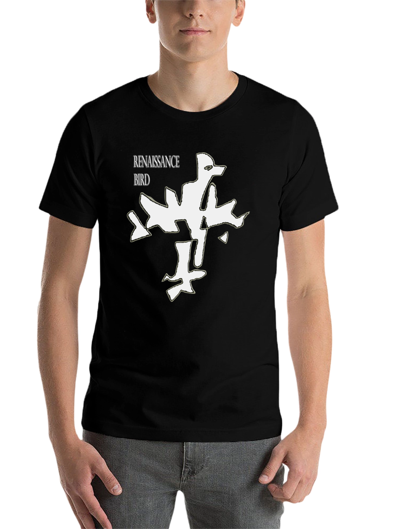 Renaissance Bird Graphic Tee - Modern Black T-Shirt