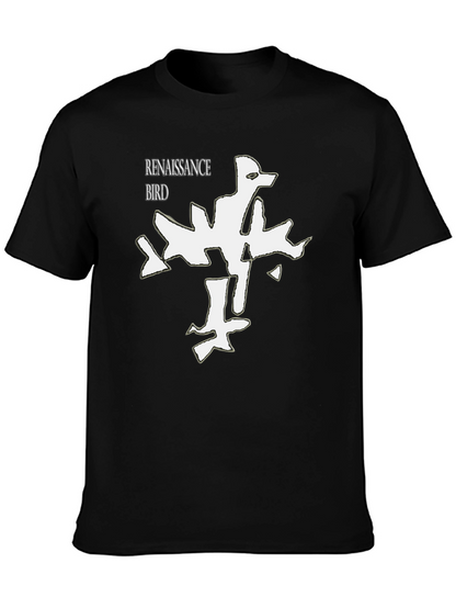 Renaissance Bird Graphic Tee - Modern Black T-Shirt