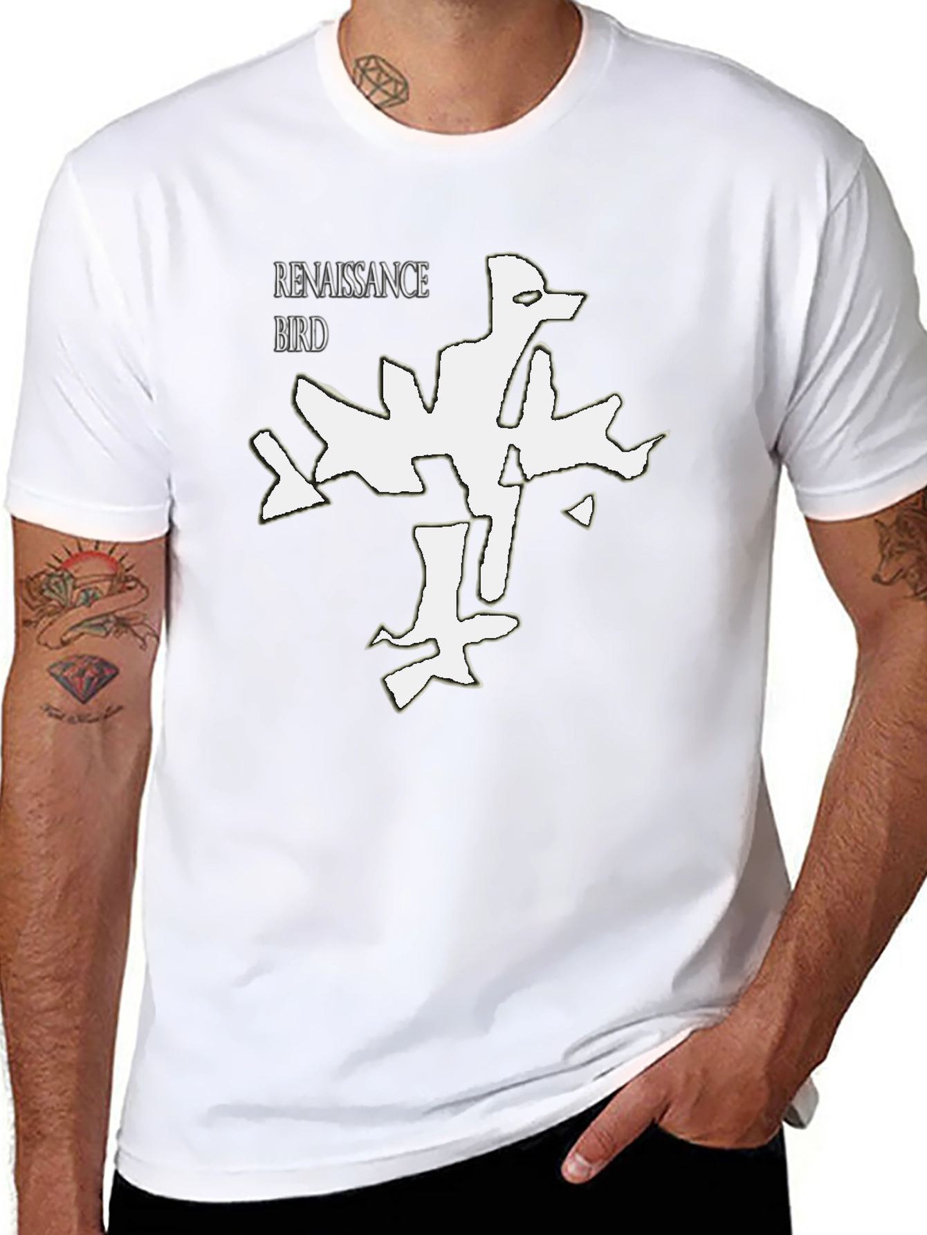 Renaissance Bird Graphic Tee - Modern Black T-Shirt