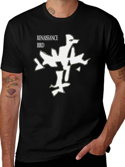Renaissance Bird Graphic Tee - Modern Black T-Shirt