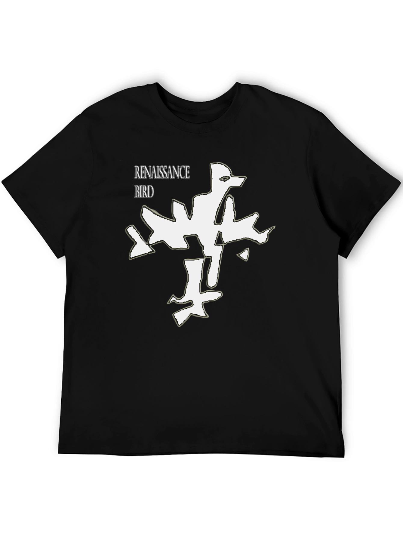 Renaissance Bird Graphic Tee - Modern Black T-Shirt
