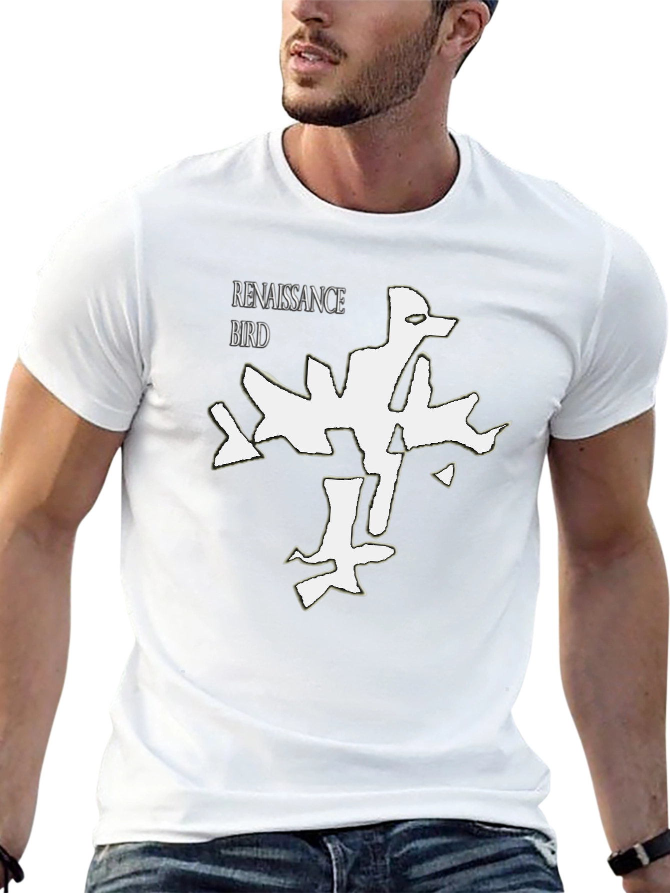Renaissance Bird Graphic Tee - Modern Black T-Shirt