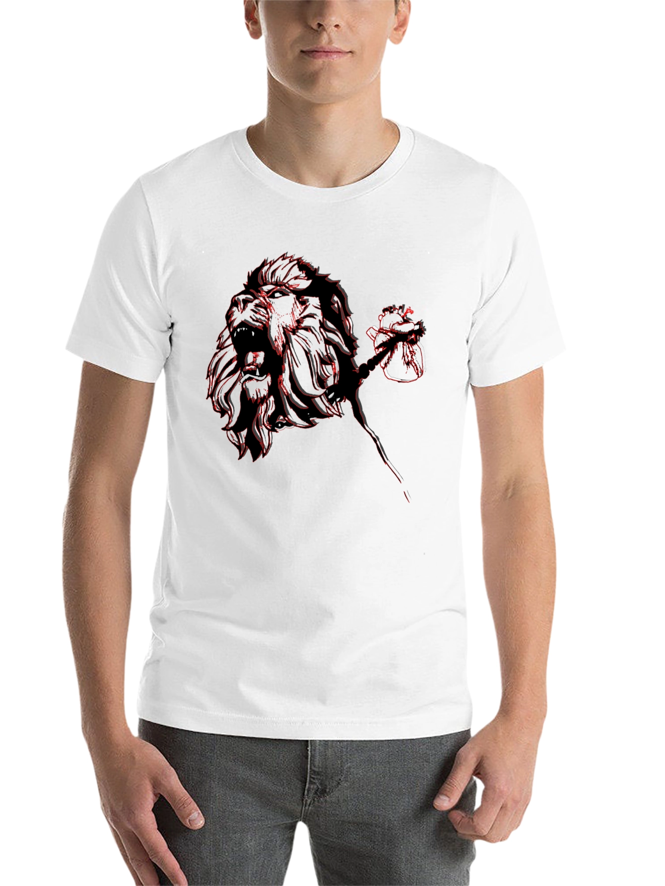 Lion Rose Graphic Tee - Black Casual T-Shirt