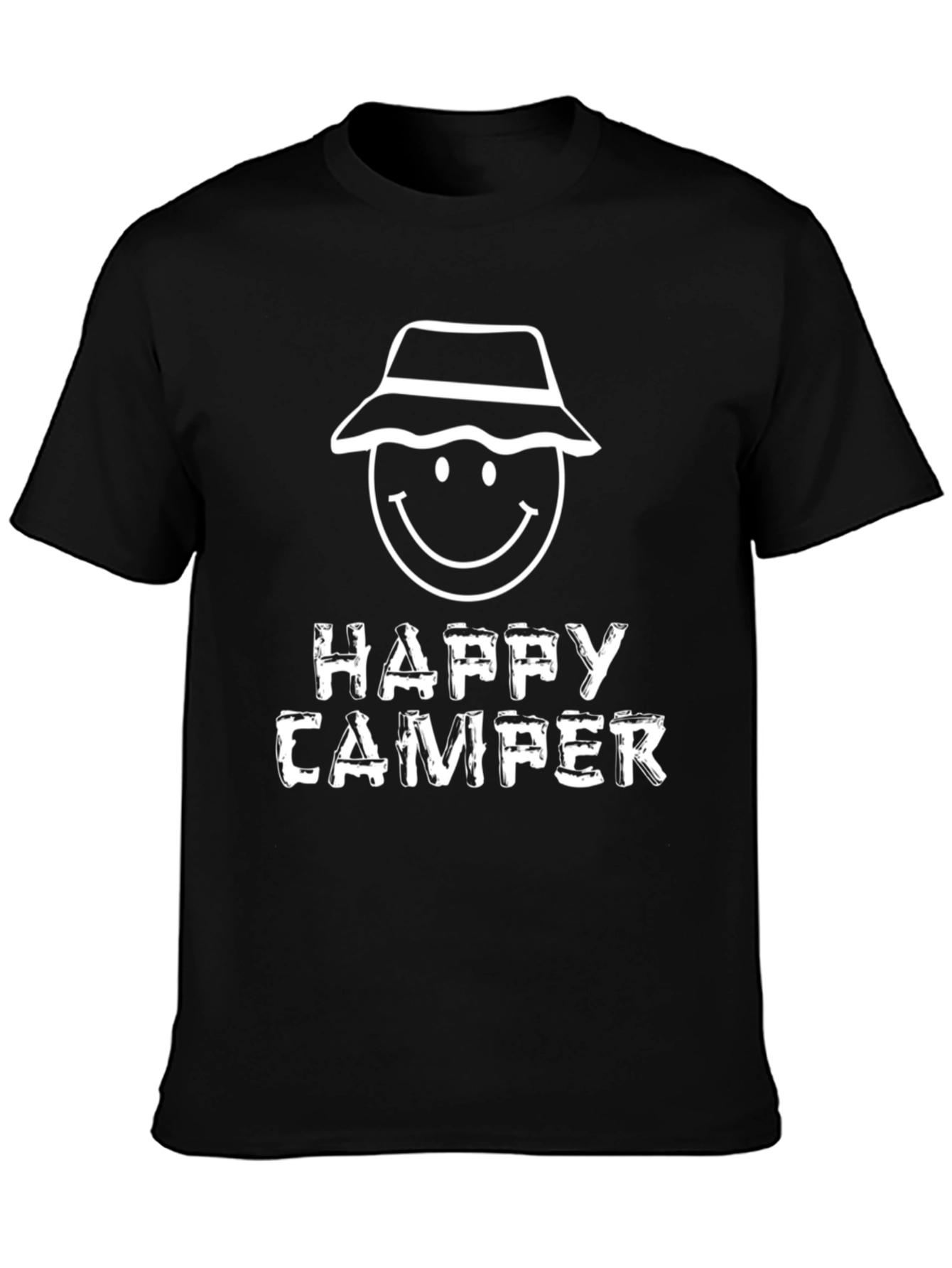 Happy Camper Graphic T-Shirt - Black Cotton Tee