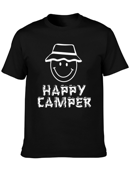 Happy Camper Graphic T-Shirt - Black Cotton Tee