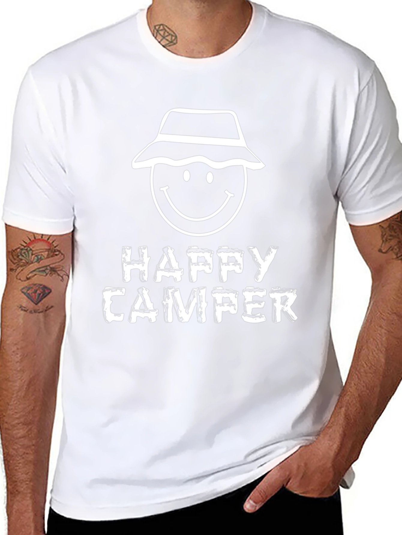 Happy Camper Graphic T-Shirt - Black Cotton Tee