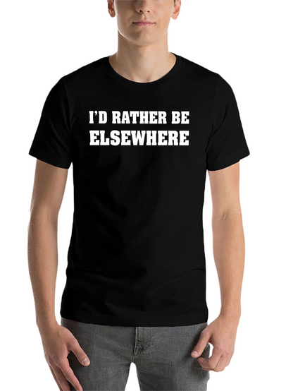 Id Rather Be Elsewhere T-Shirt - Black Crew Neck