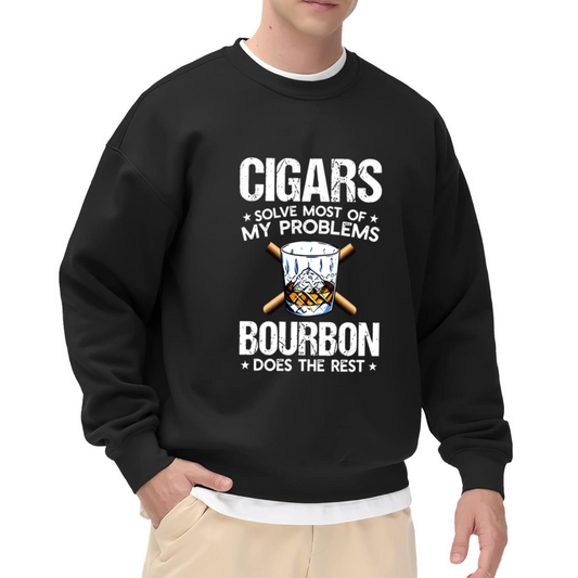 Cigars & Bourbon Whiskey Vintage Graphic Crewneck Sweatshirt