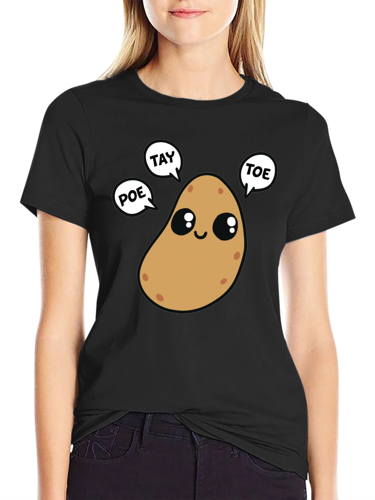 Cute Potato Puns Black T-Shirt