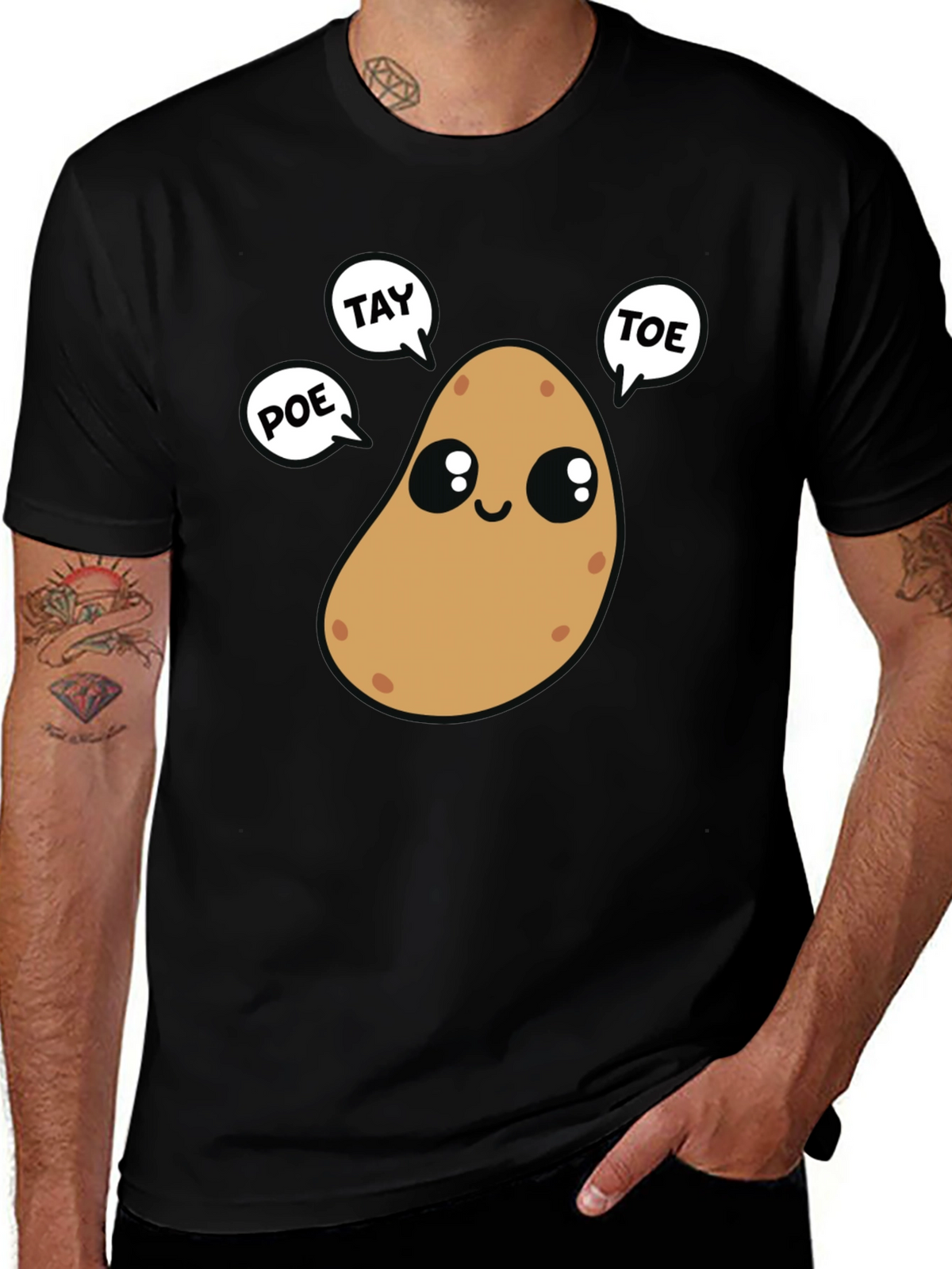 Cute Potato Puns Black T-Shirt