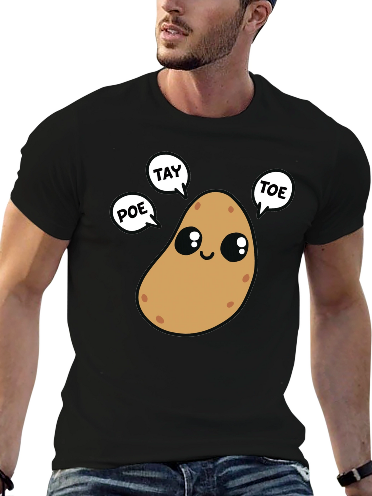 Cute Potato Puns Black T-Shirt