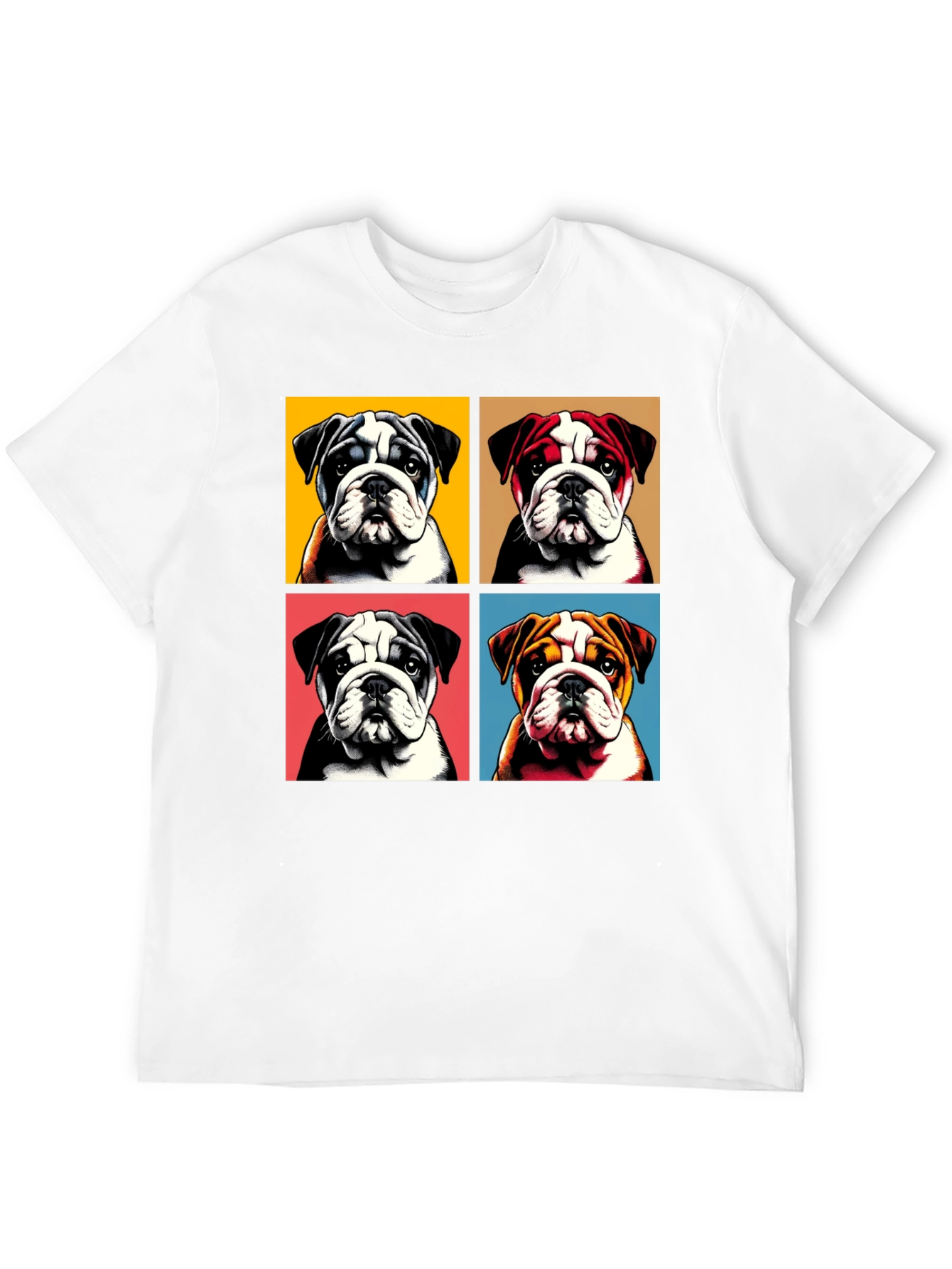 Bulldog Pop Art Graphic Tee - Black Cotton Blend