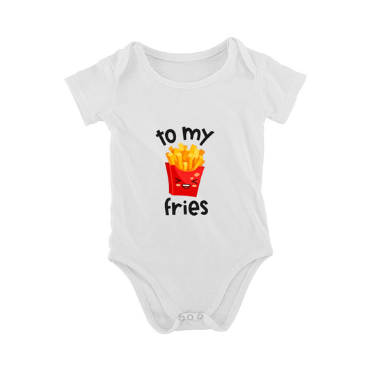 To My Fries Cute Cartoon French Fry Baby Onesie, Matching Burger Snack Infant Outfit