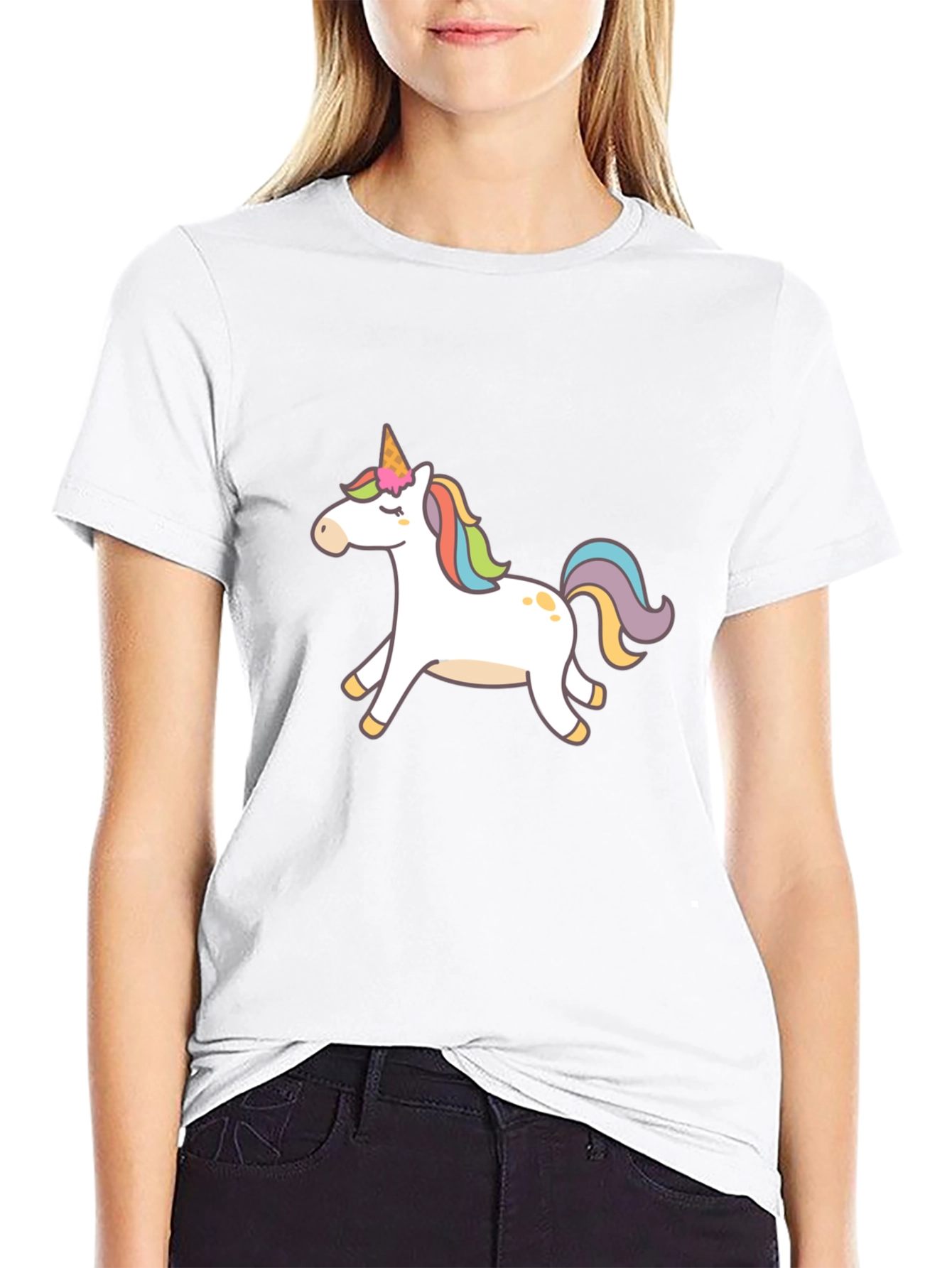 Black T-Shirt with Unicorn Graphic