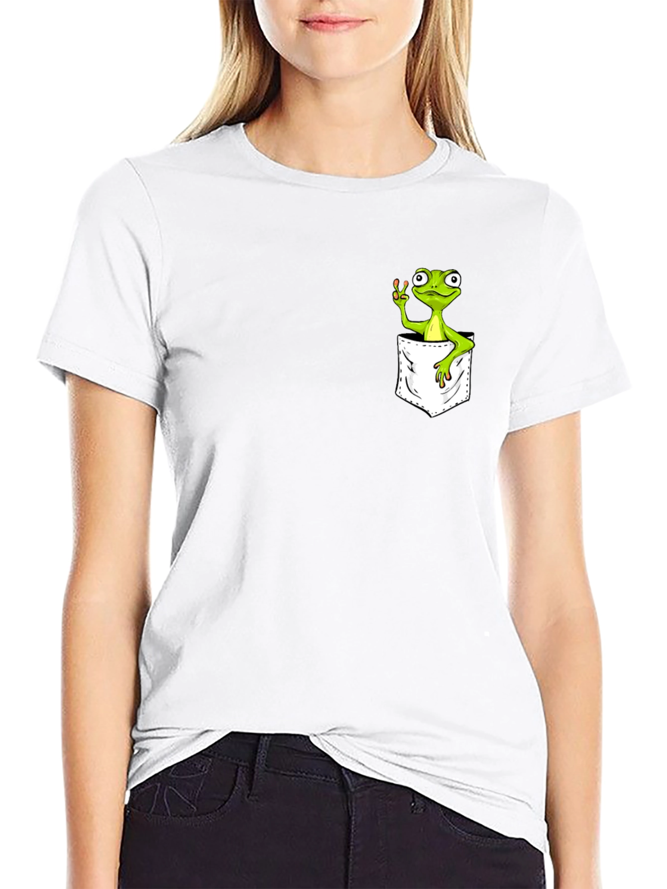 Frog in Pocket Peace Sign T-Shirt