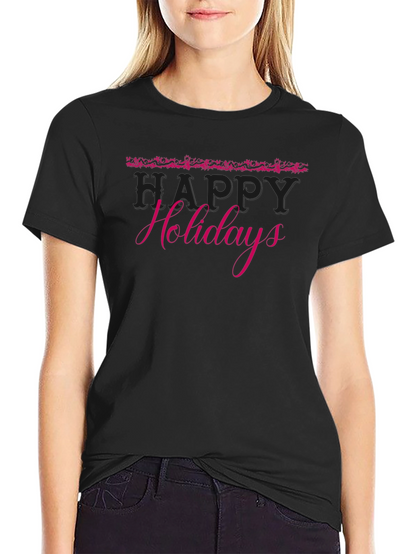 Festive Happy Holidays Black T-Shirt